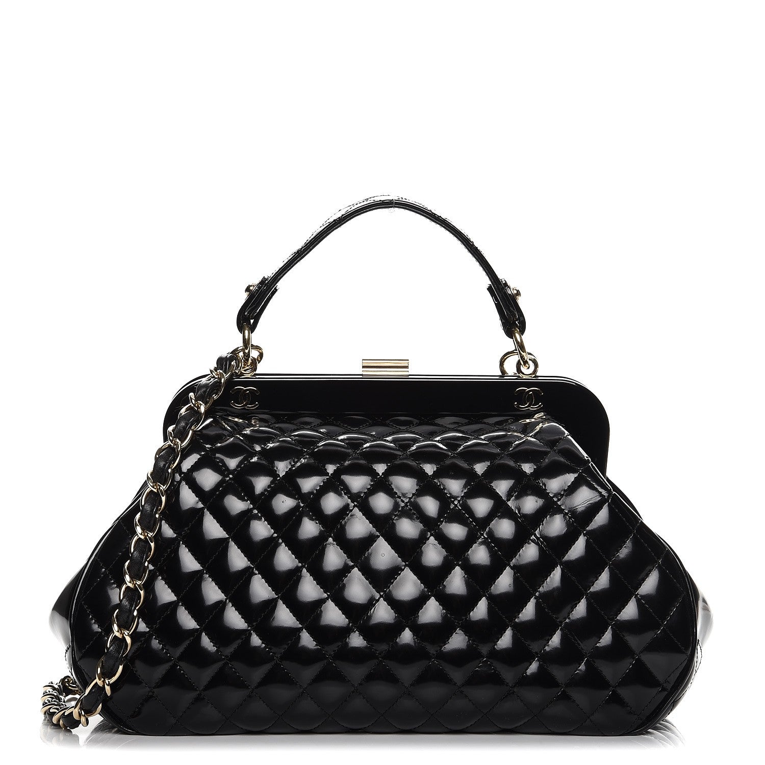 Chanel Glazed Calfskin Quilted Small Mademoiselle Frame Bag Black 1 of 12