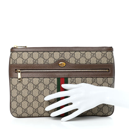 Gucci GG Supreme Monogram Large Ophidia Pouch Clutch Brown 2 of 7