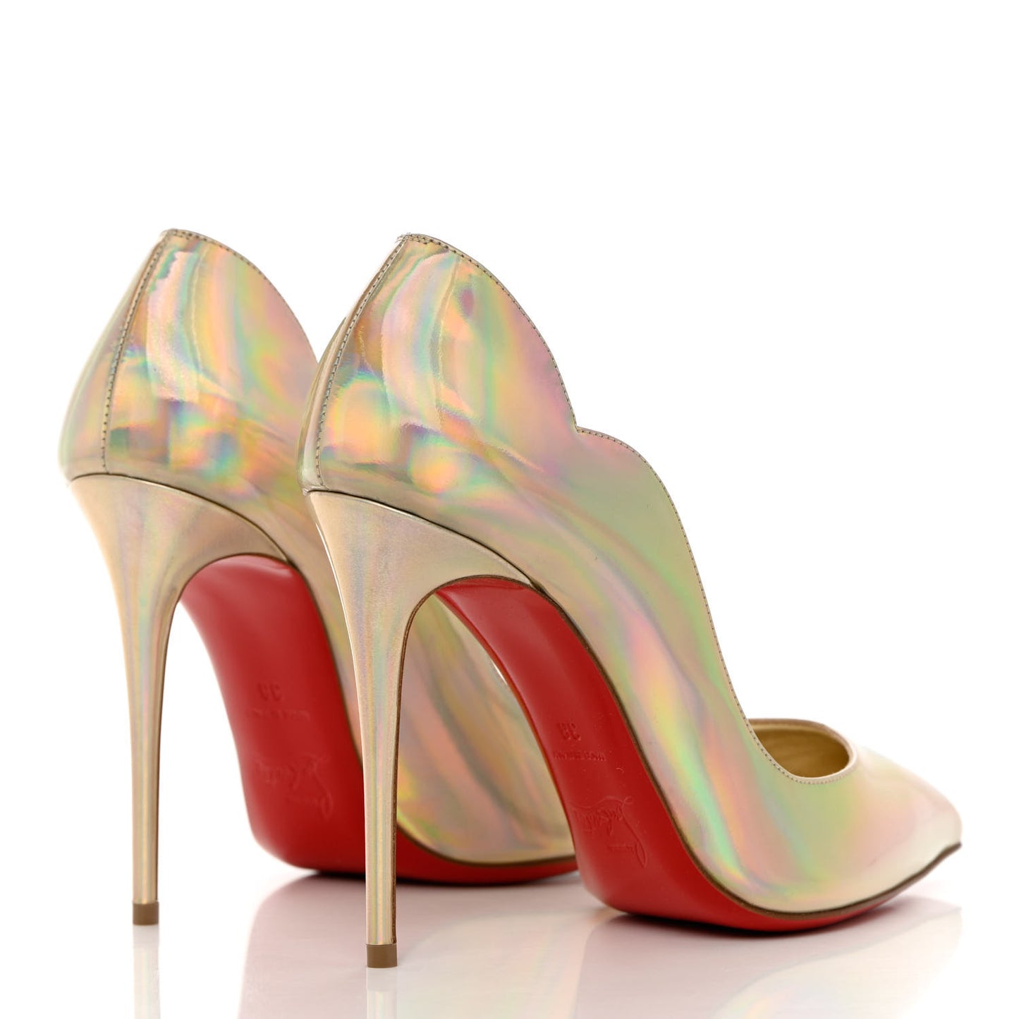 Metallic Patent Psychic Hot Chick 100 Pumps 38 Platine