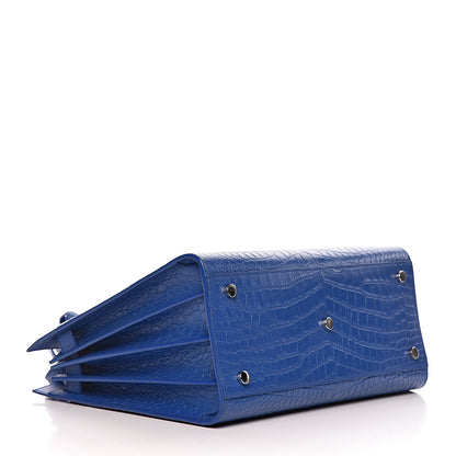 Saint Laurent Calfskin Crocodile Embossed Small Sac De Jour Royal Blue 5 of 18