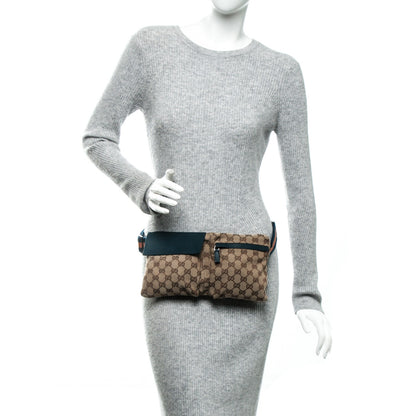 Gucci GG Monogram Web Double Pocket Belt Bag Turquoise 2 of 7