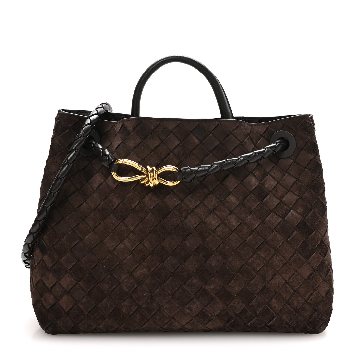 Suede Intrecciato Medium Andiamo Shoulder Bag Fondant