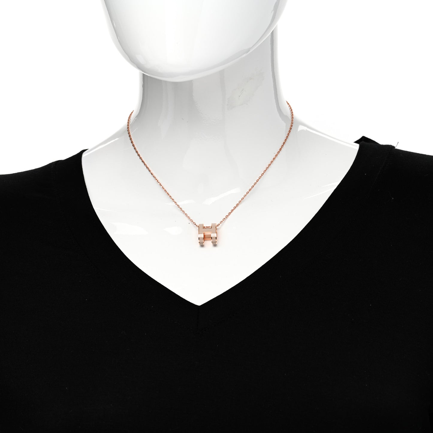Lacquered Rose Gold Pop H Pendant Necklace Marron Glace