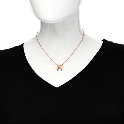 Hermes Lacquered Rose Gold Pop H Pendant Necklace Marron Glace 2 of 6