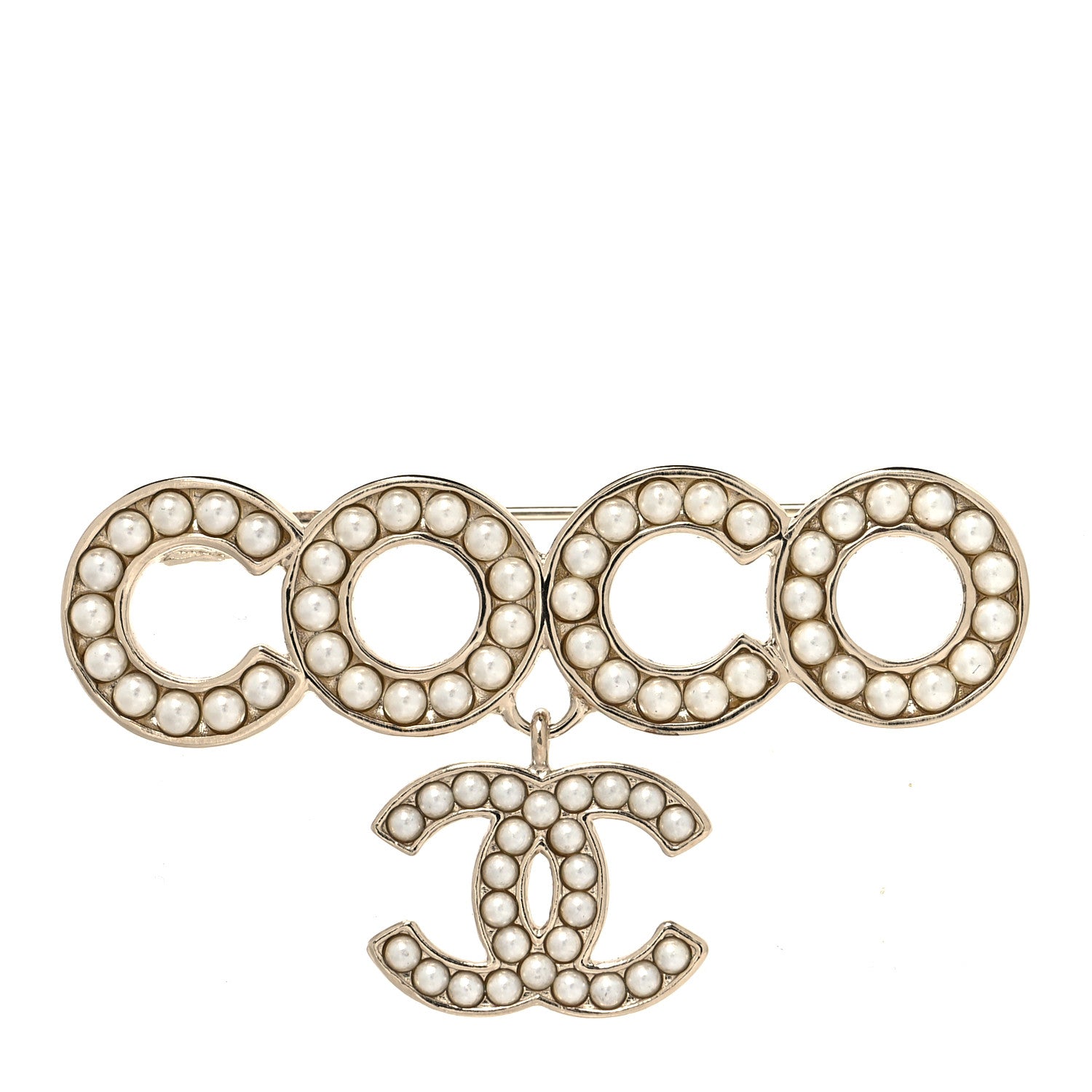 Chanel Pearl Coco Brooch Gold 1 of 4