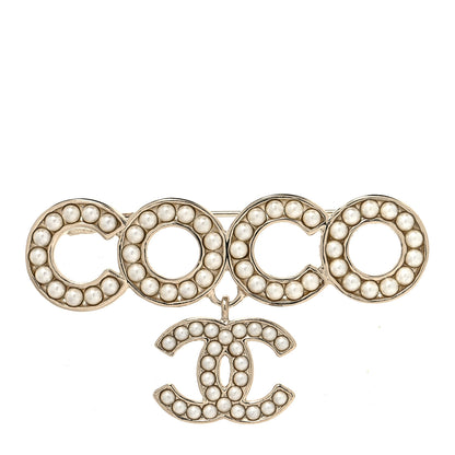 Chanel Pearl Coco Brooch Gold 1 of 4