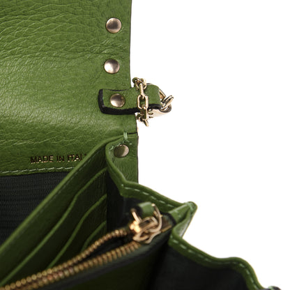 Valentino Garavani Pebbled Calfskin Rockstud Flap Wallet On Chain Deep Clover 8 of 13