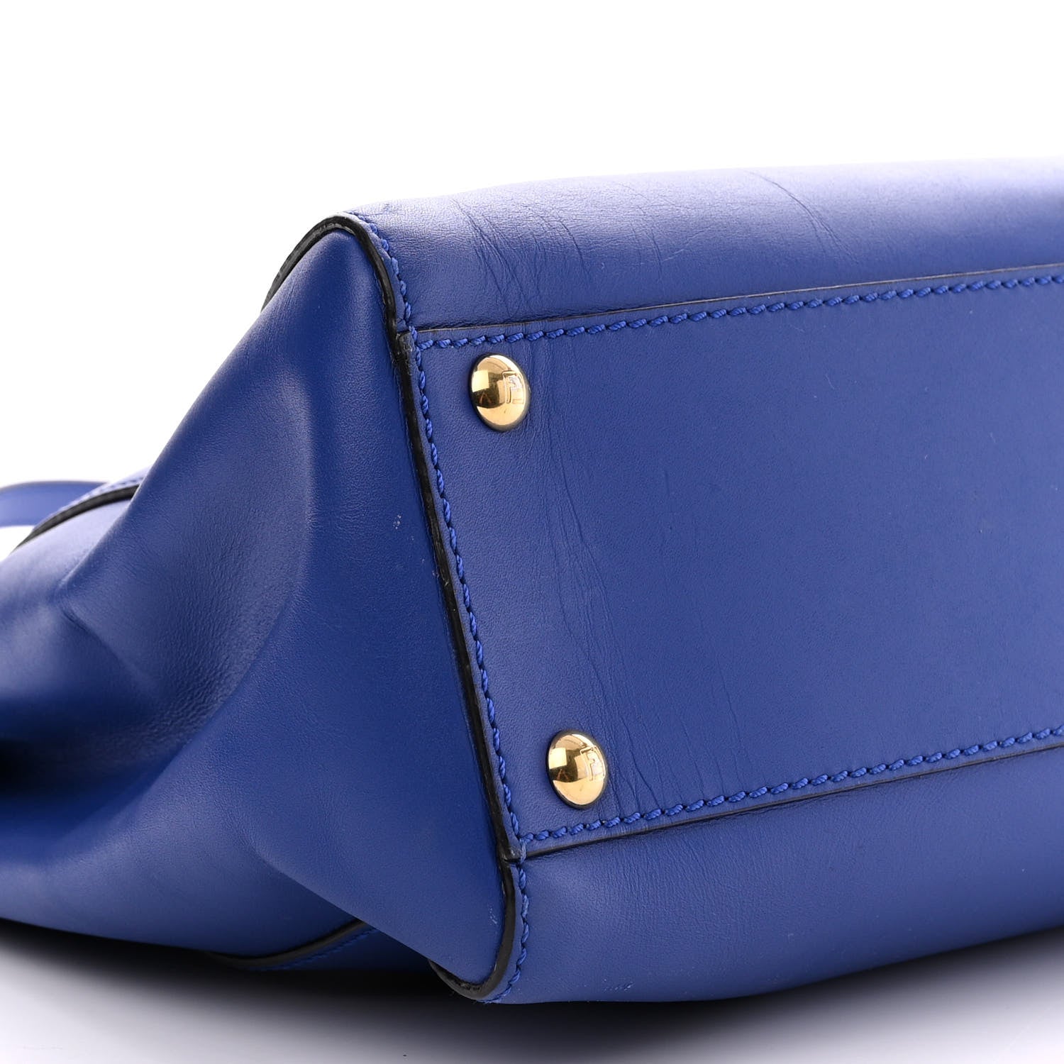 Fendi Vitello Morgan Fabric Jacquard Pequin Medium Peekaboo Iconic Satchel Blue Neon Tobacco 10 of 13