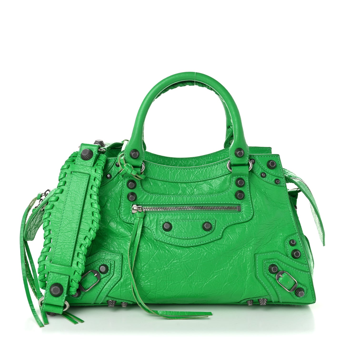Agneau Arena Small Neo Cagole City Handbag  Vivid Green