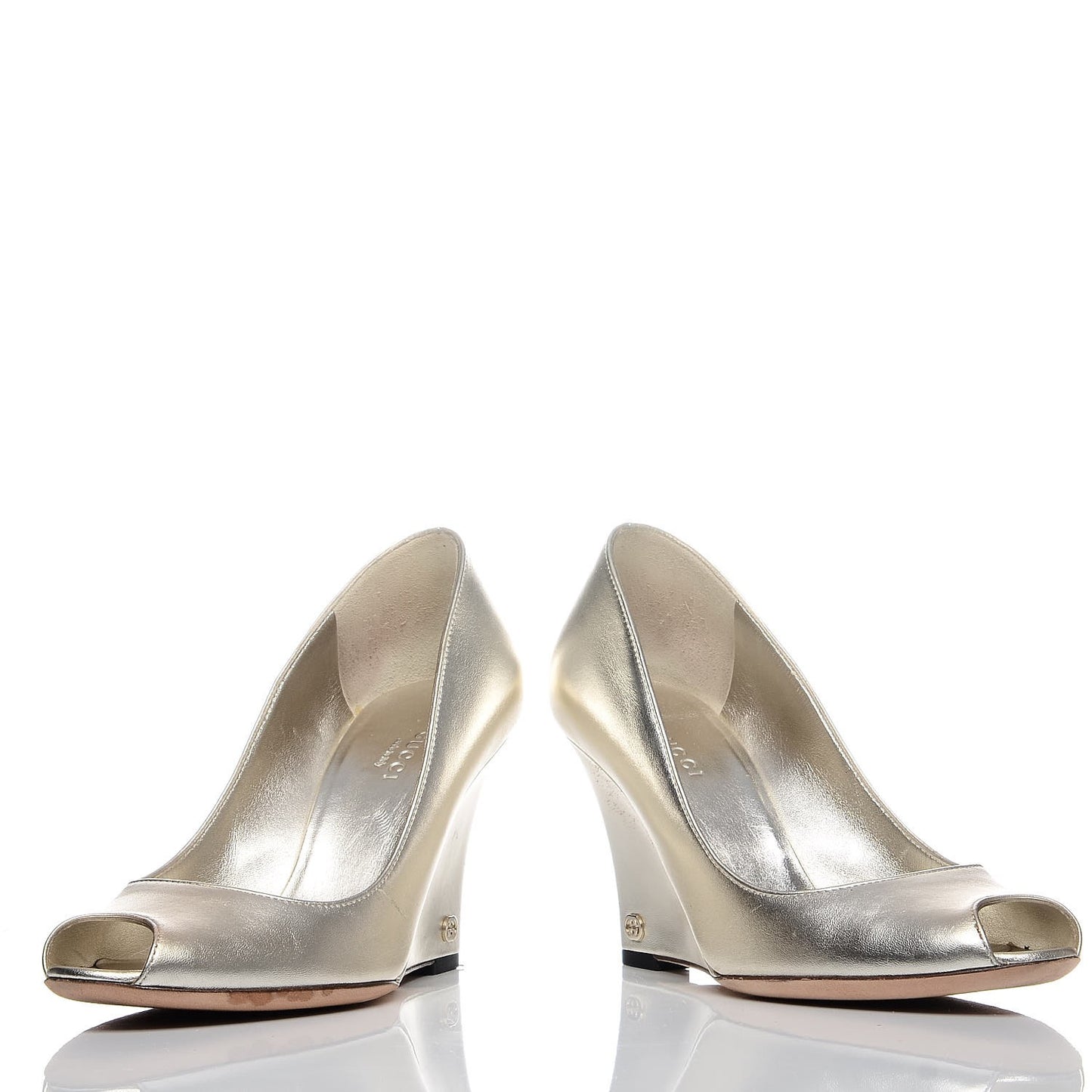 Metallic Nappa Peep Toe Wedges 6 Athena