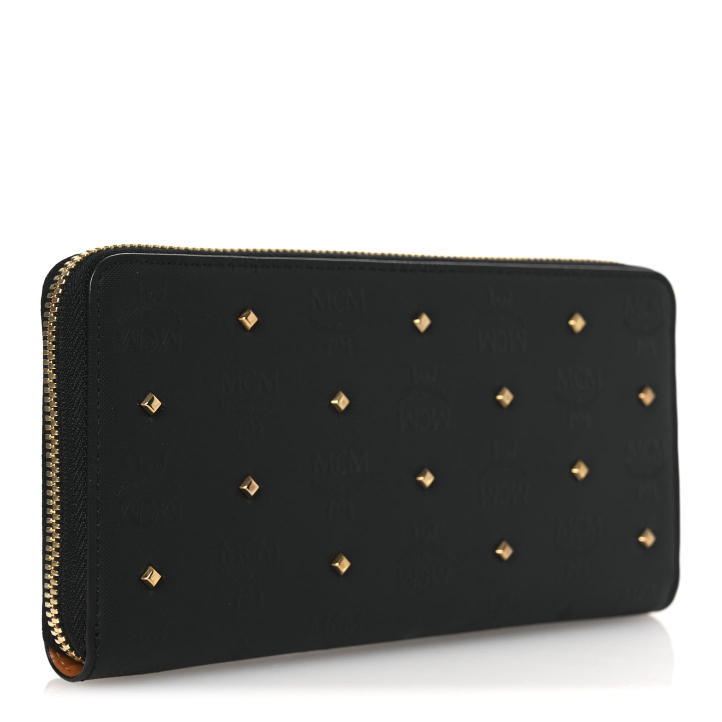 Odeon Studded Large Zip Around Wallet  Black