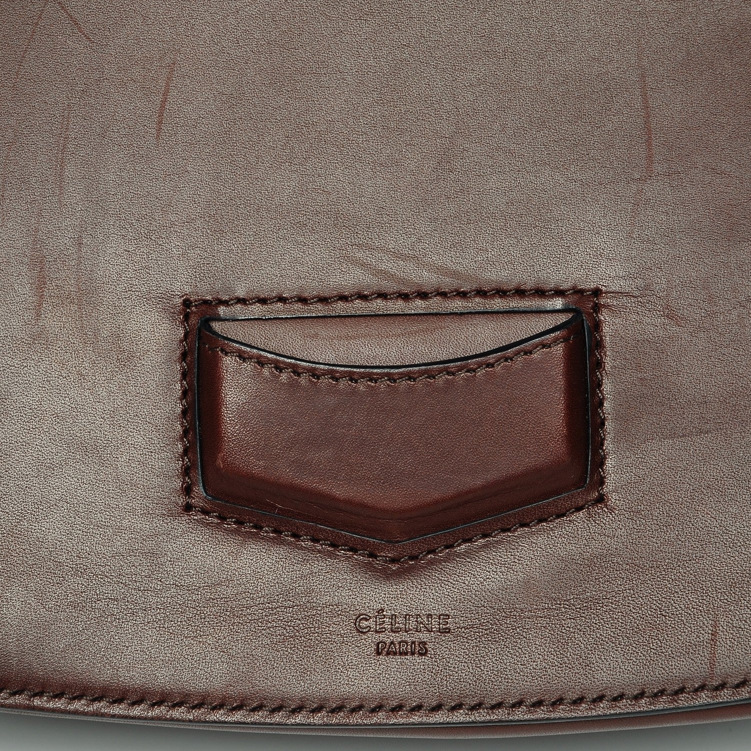 Celine Natural Calfskin Medium Trotteur Burgundy 7 of 8