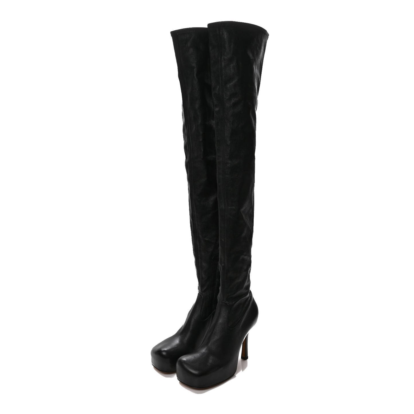 Nappa Platform Square Toe Over The Knee Boots 38.5 Black