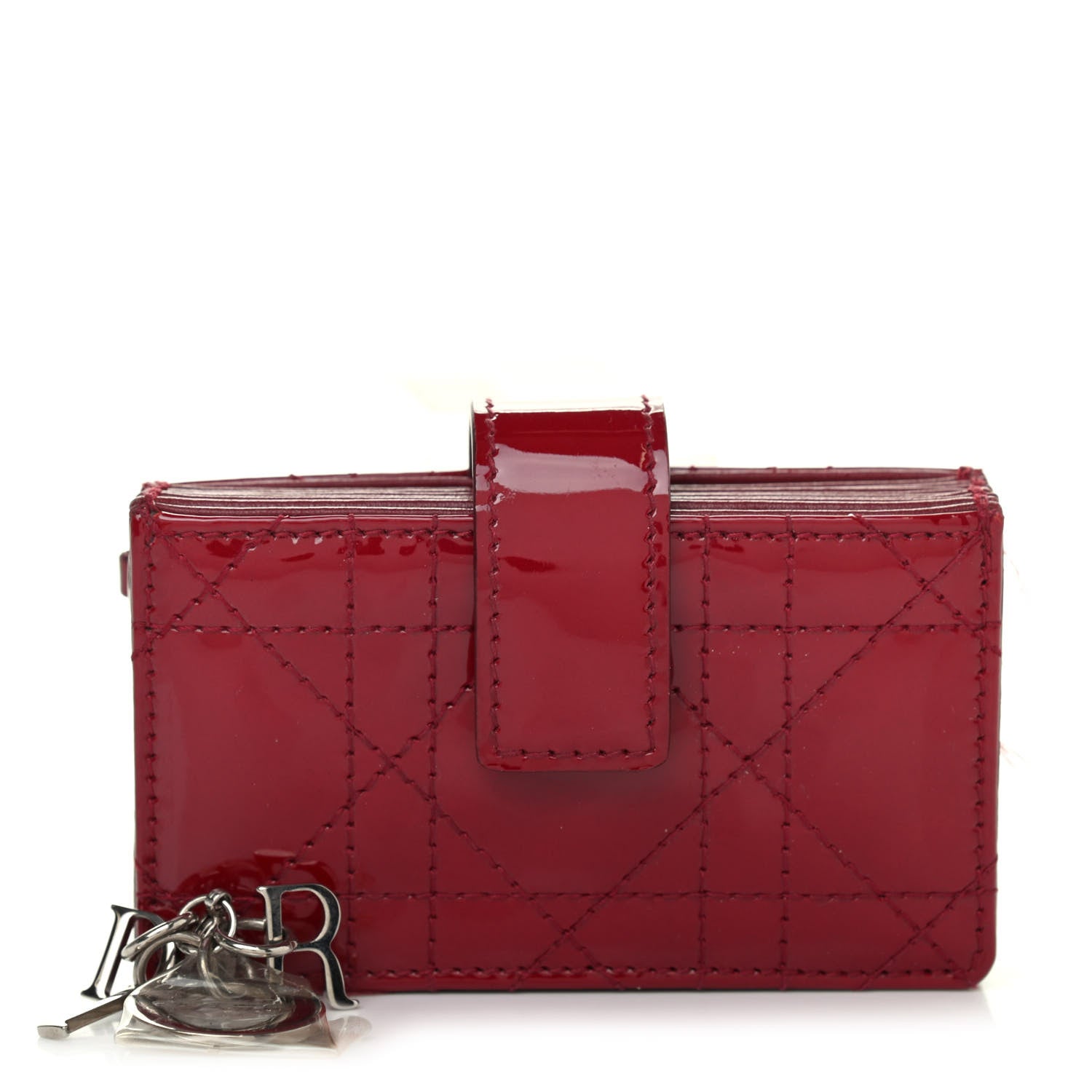 Christian Dior Patent Cannage Lady Dior 5-Gusset Card Holder Scarlet 1 of 5