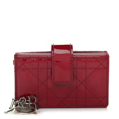 Christian Dior Patent Cannage Lady Dior 5-Gusset Card Holder Scarlet 1 of 5