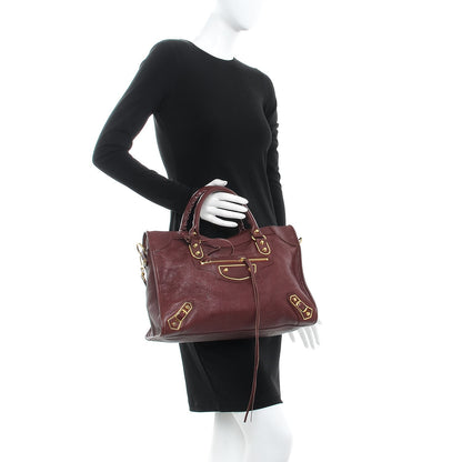 Balenciaga Chevre Gold Metallic Edge Hardware City Bordeaux 3 of 12