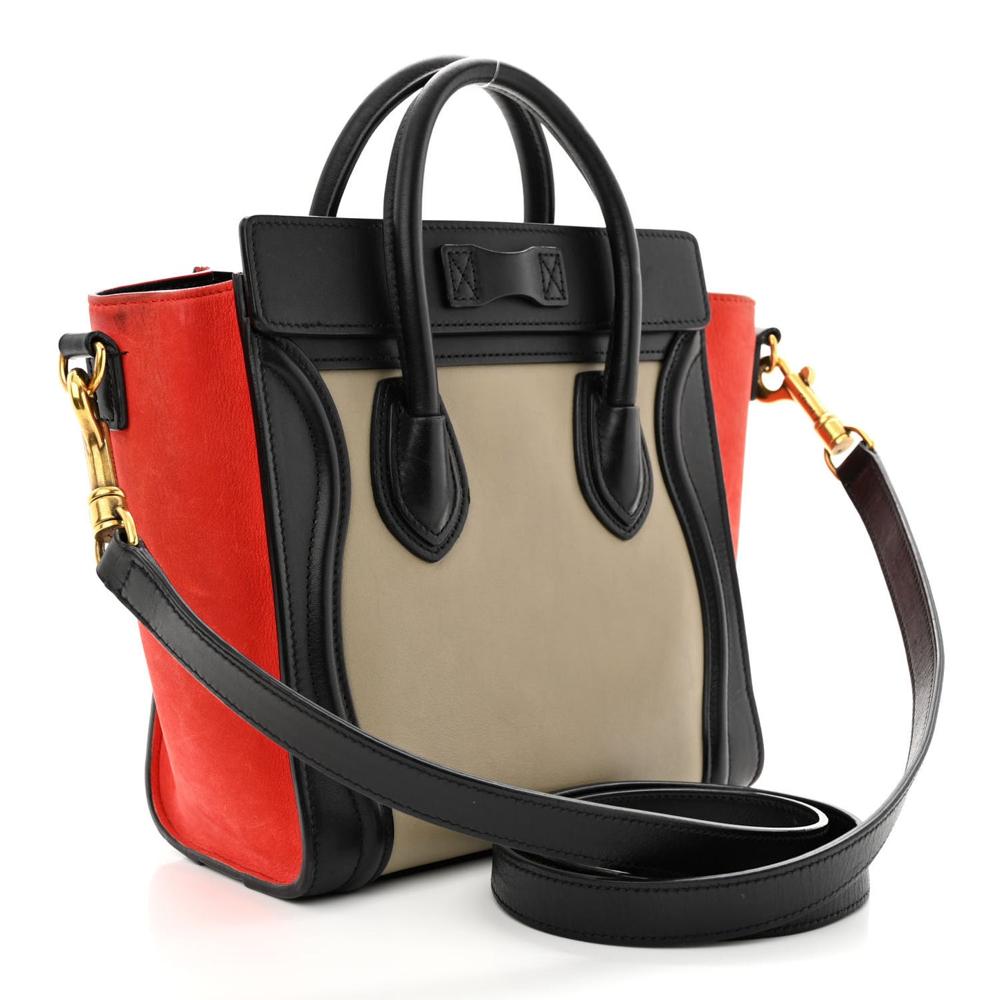 Smooth Calfskin Nubuck Nano Tri-Color Luggage Beige