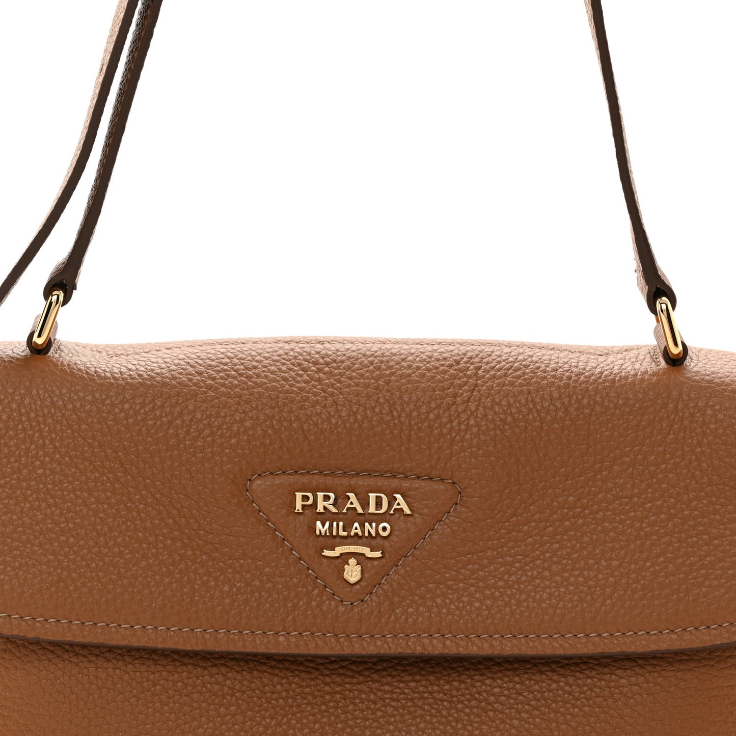 Vitello Daino Soft Flap Shoulder Bag Cognac