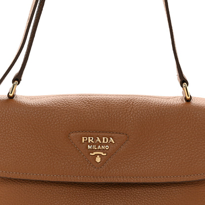 Prada Vitello Daino Soft Flap Shoulder Bag Cognac 7 of 9