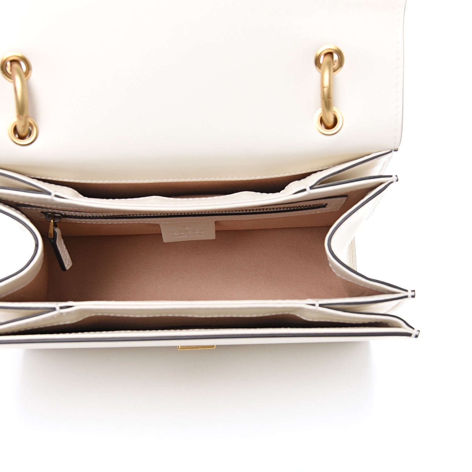 Gucci Calfskin Sylvie Web Small Queen Margaret Top Handle Bag White 4 of 9