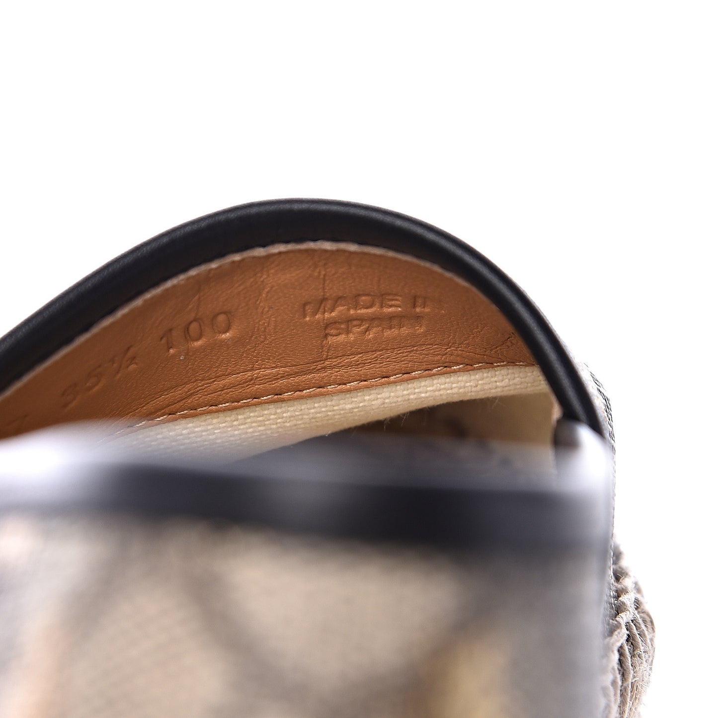 GG Supreme Monogram Bees Espadrille Flats 35.5 Beige Ebony Oro Black