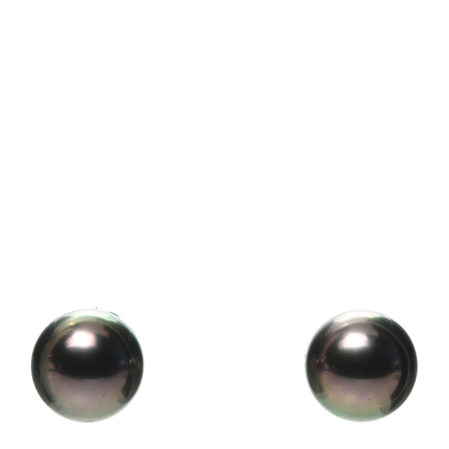 Mikimoto 18K White Gold Black South Sea Pearl 11mm Stud Earrings 1 of 4