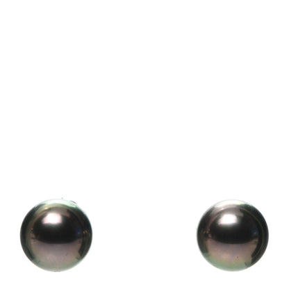 Mikimoto 18K White Gold Black South Sea Pearl 11mm Stud Earrings 1 of 4