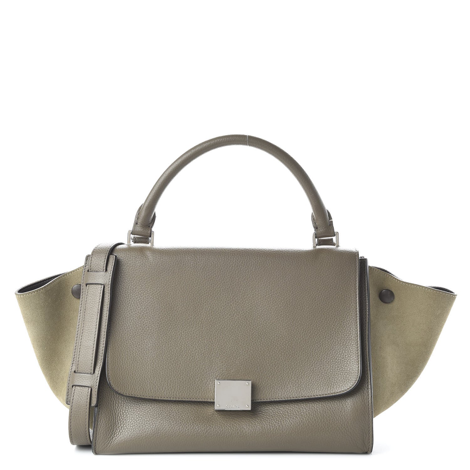Celine Drummed Calfskin Suede Small Trapeze Souris 1 of 9