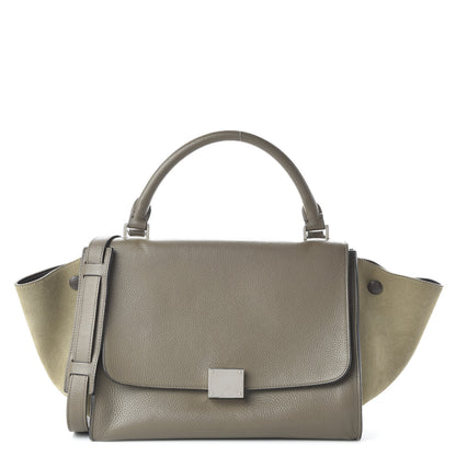 Celine Drummed Calfskin Suede Small Trapeze Souris 1 of 9
