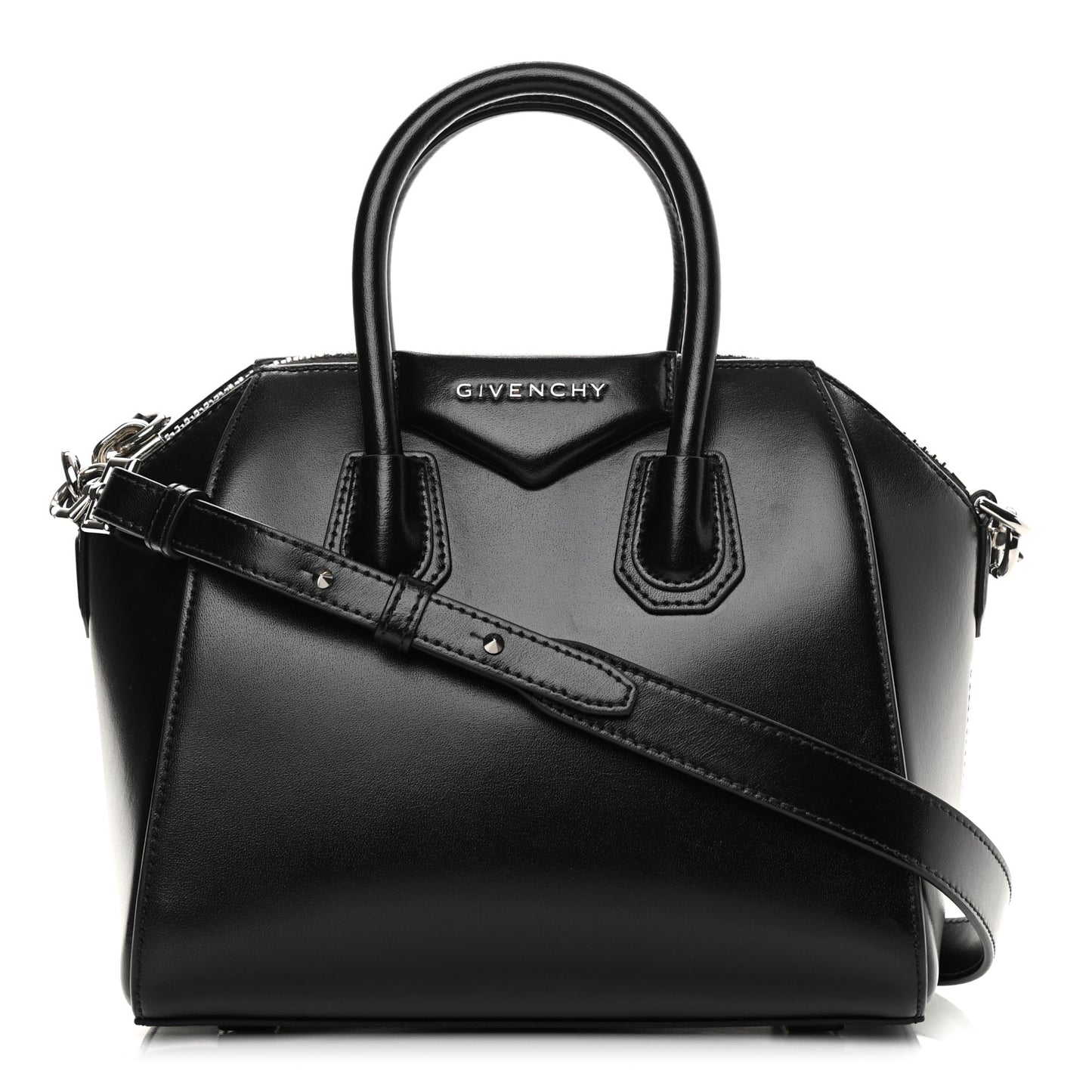 Shiny Lord Calfskin Mini Antigona Black