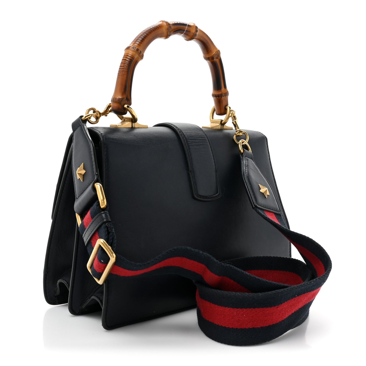 Moon Calfskin Bamboo Web Medium Dionysus Top Handle Bag Blue Emerald Hibiscus Red