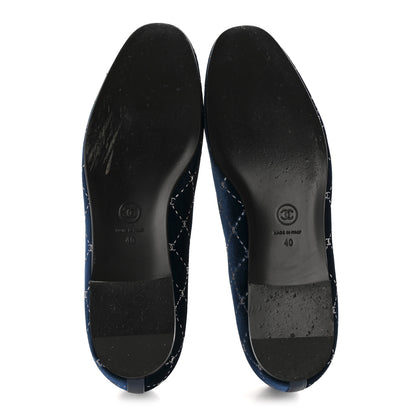 Chanel Velvet Moccasin Loafers 40 Blue 6 of 11
