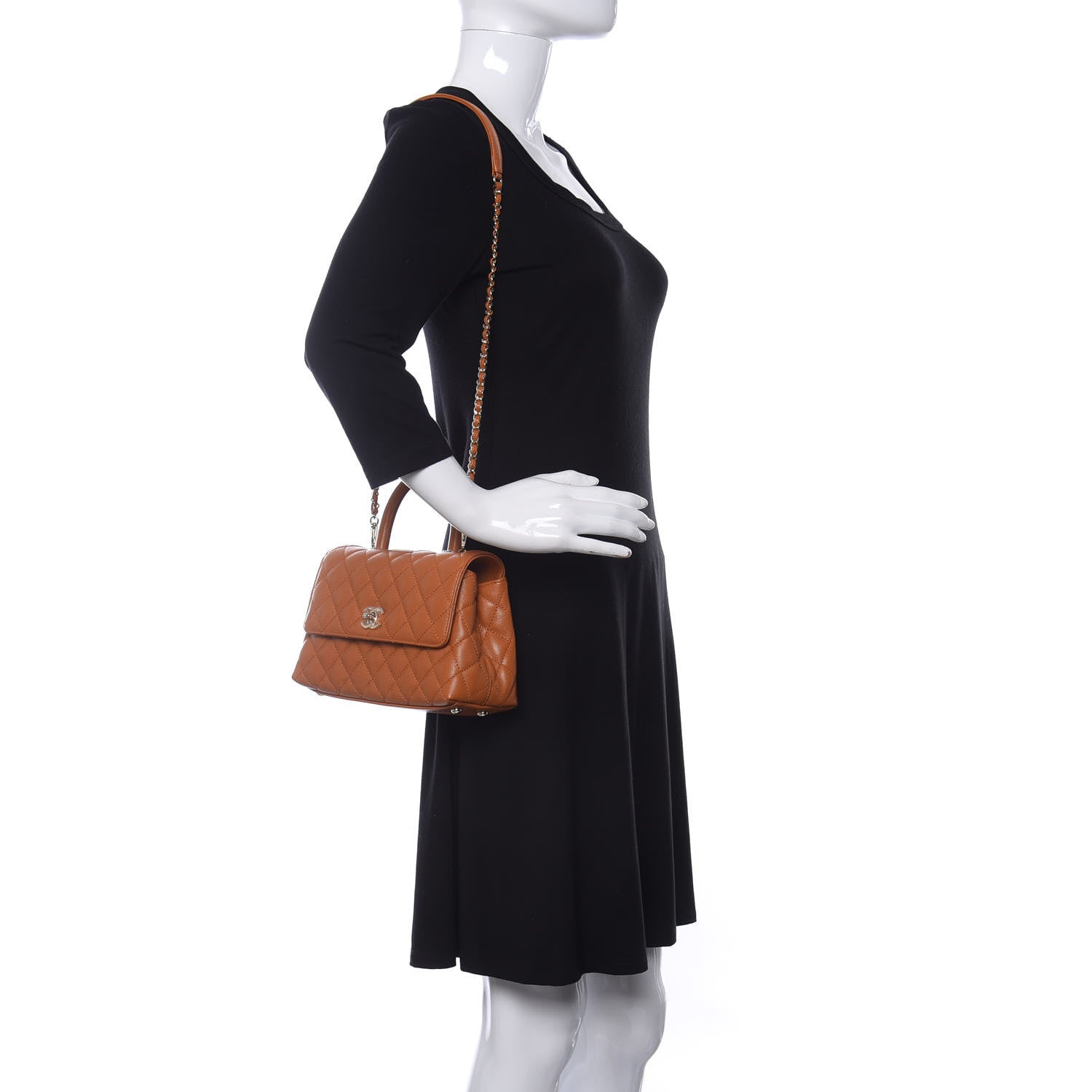 Chanel Caviar Quilted Mini Coco Handle Flap Light Brown 2 of 10