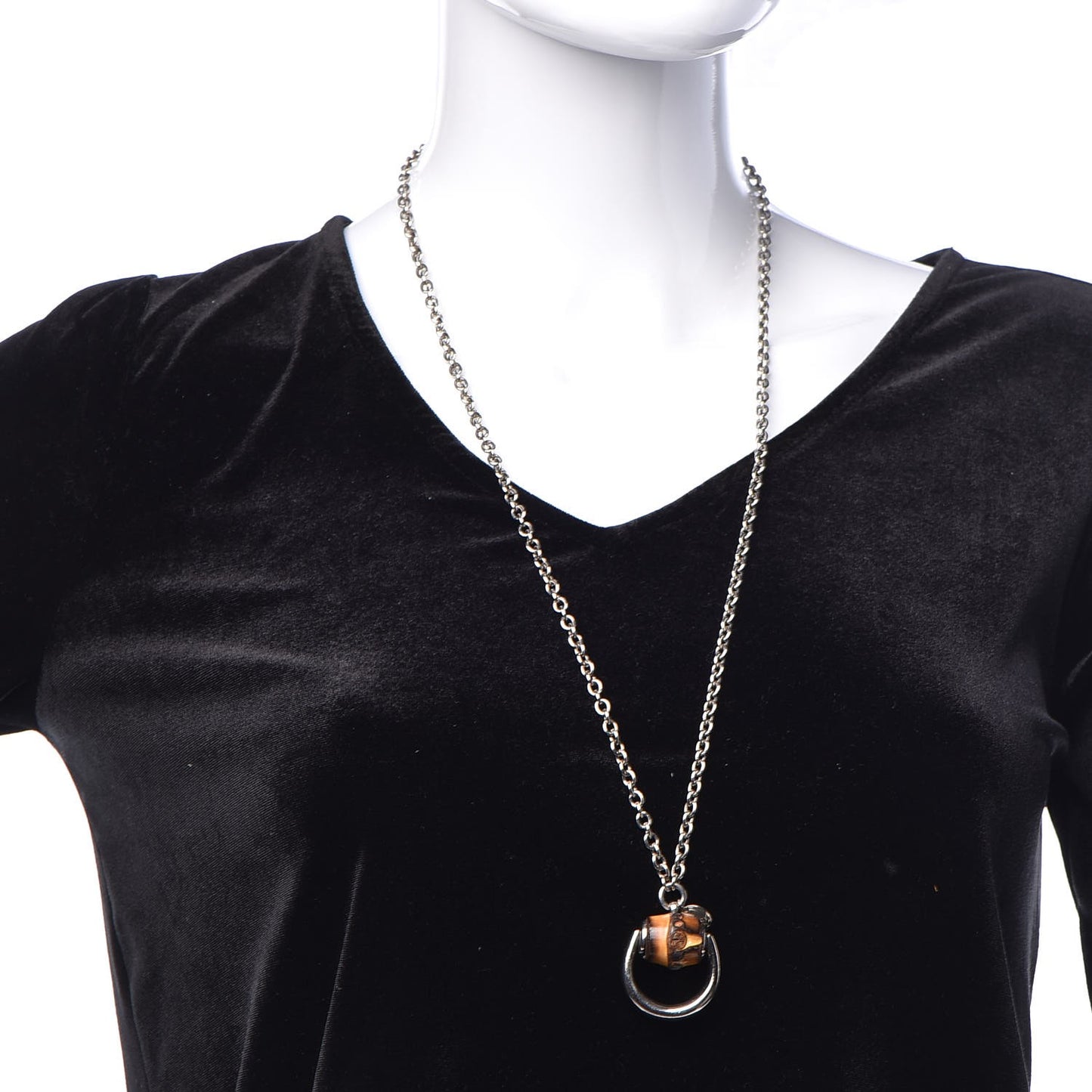 Bamboo Horsebit Large Necklace Silver