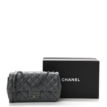 Chanel Metallic Calfskin Quilted Medium CC Eyelet Flap Dark Silver 11 of 11