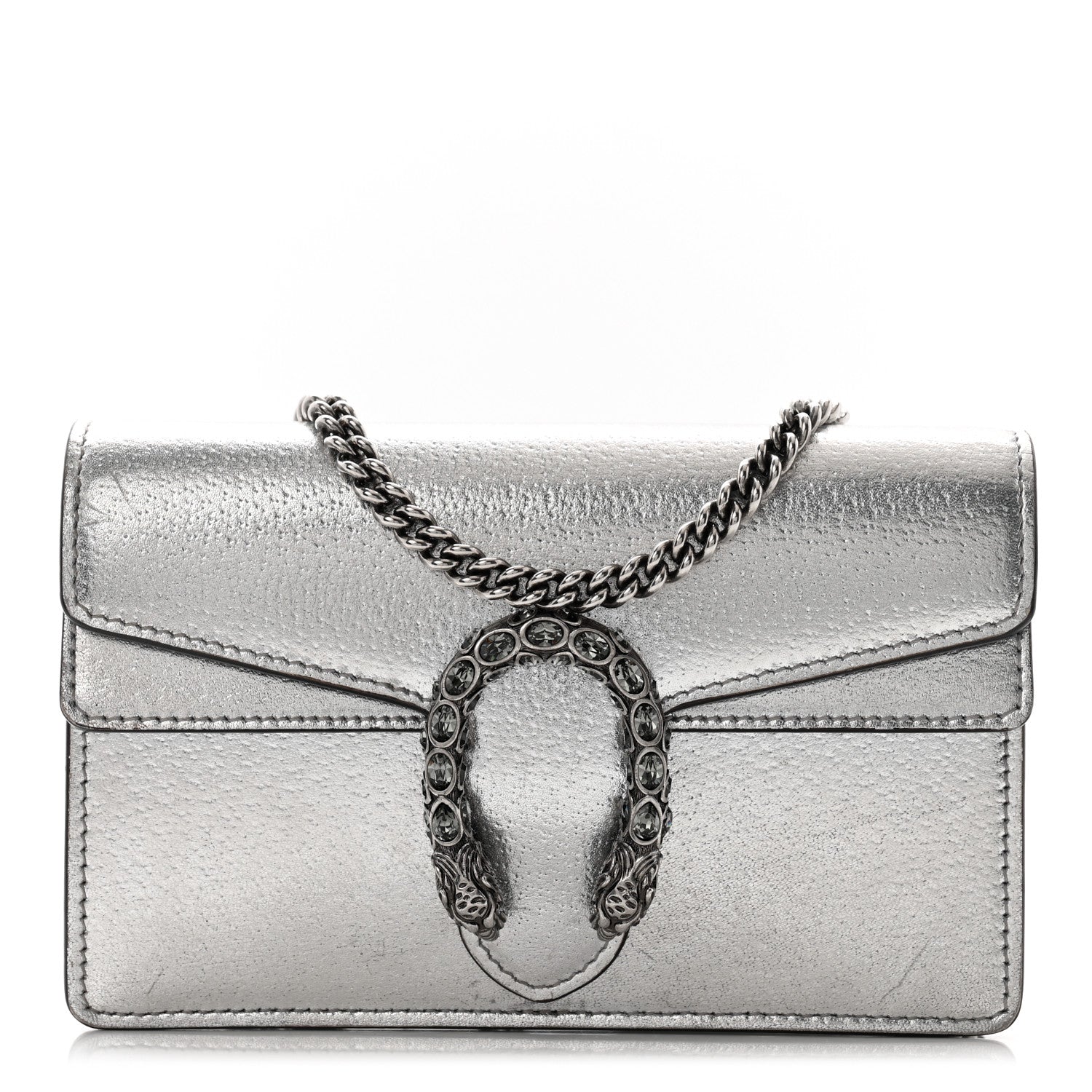 Gucci Metallic Calfskin Super Mini Dionysus Shoulder Bag Silver 1 of 10