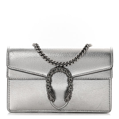 Gucci Metallic Calfskin Super Mini Dionysus Shoulder Bag Silver 1 of 10