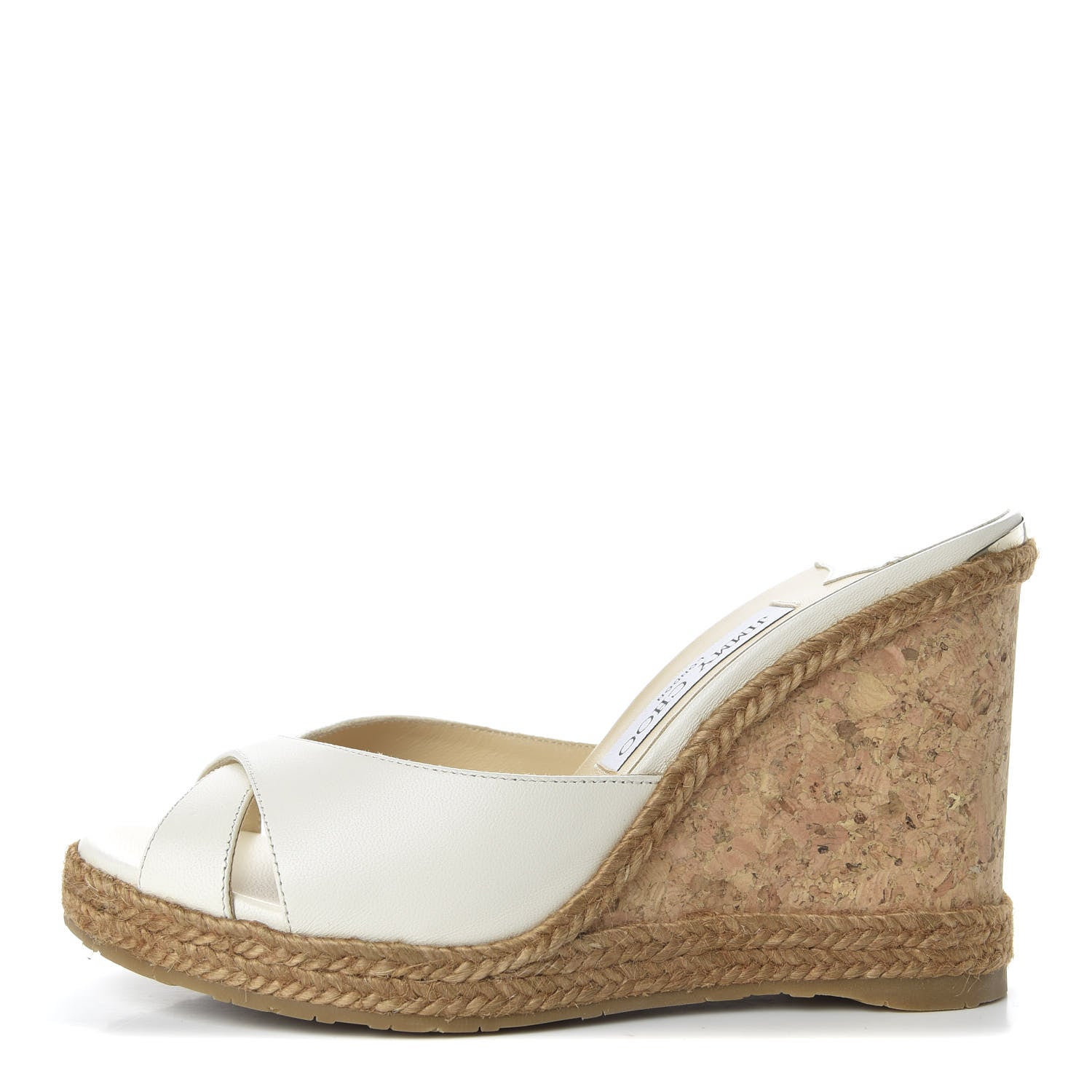 Jimmy Choo Nappa Almen Rope Cork Wedge Sandal 38 Chalk 1 of 8