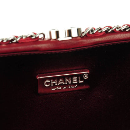 Chanel Lambskin Quilted Chain Around Clutch Red 6 of 8