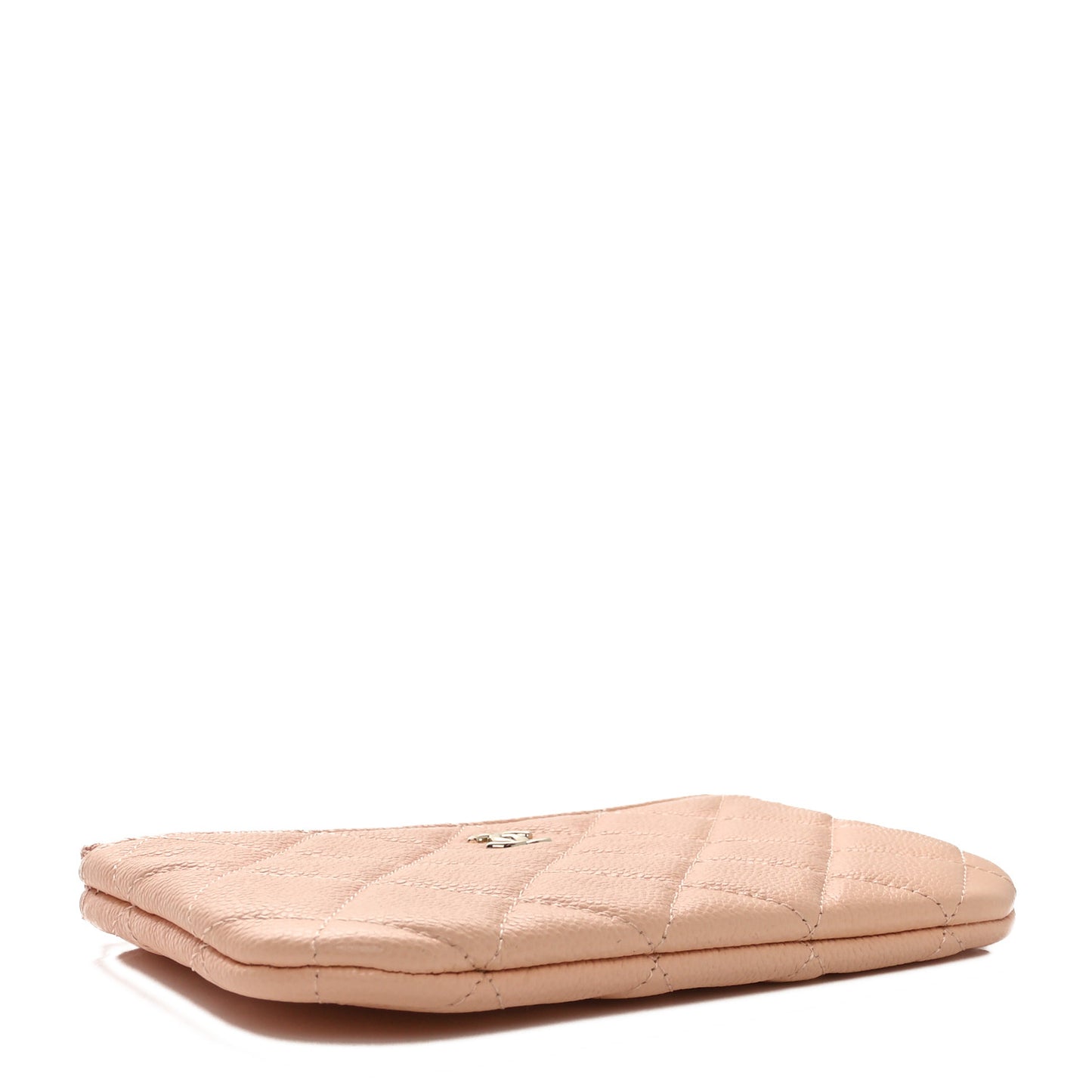 Caviar Quilted Small Cosmetic Case Light Beige