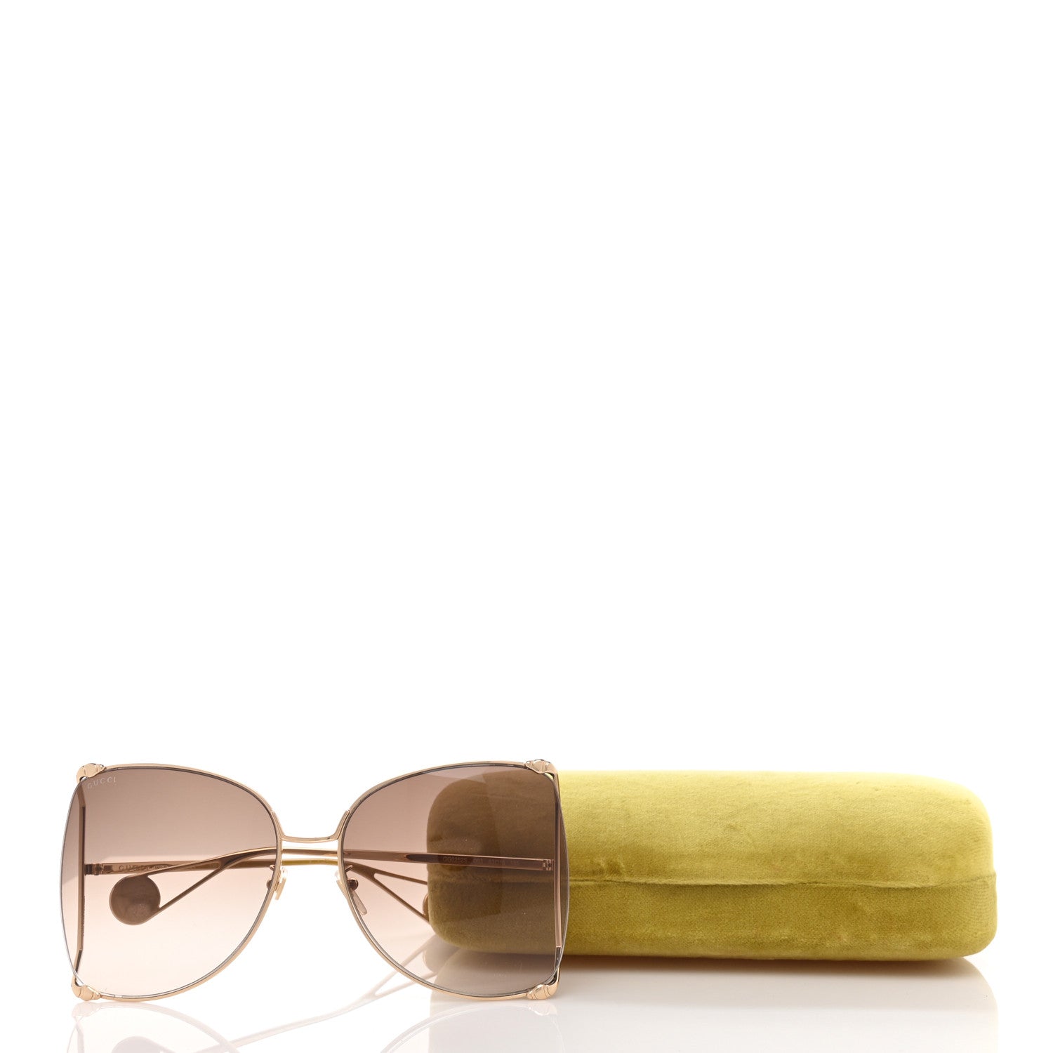 Gucci Oversized Round Sunglasses GG0252S Gold Brown 10 of 10