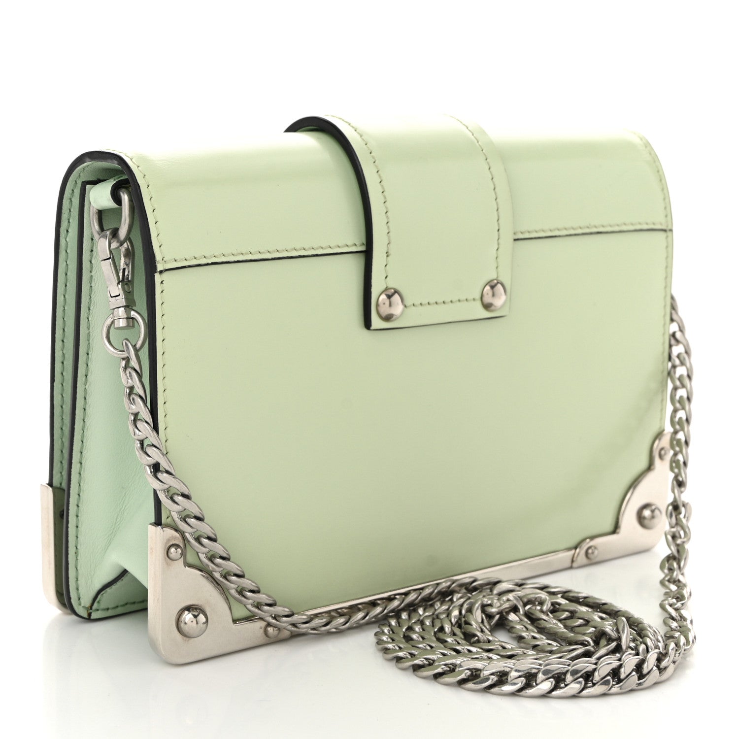 Prada Spazzolato Soft Calfskin Cahier Bag Acqua 2 of 8