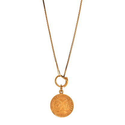 Fendi Brass Karligraphy Round Pendant Necklace 1 of 6
