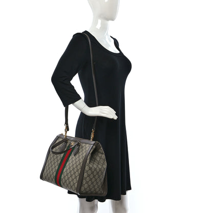 Gucci GG Supreme Monogram Web Medium Ophidia Tote Bag Brown 2 of 11