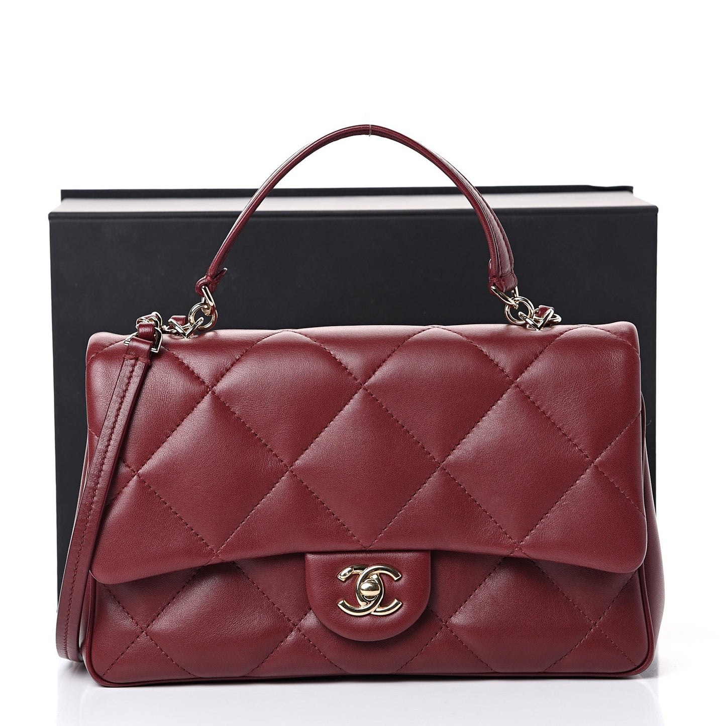 Lambskin Quilted Easy Carry Flap Burgundy