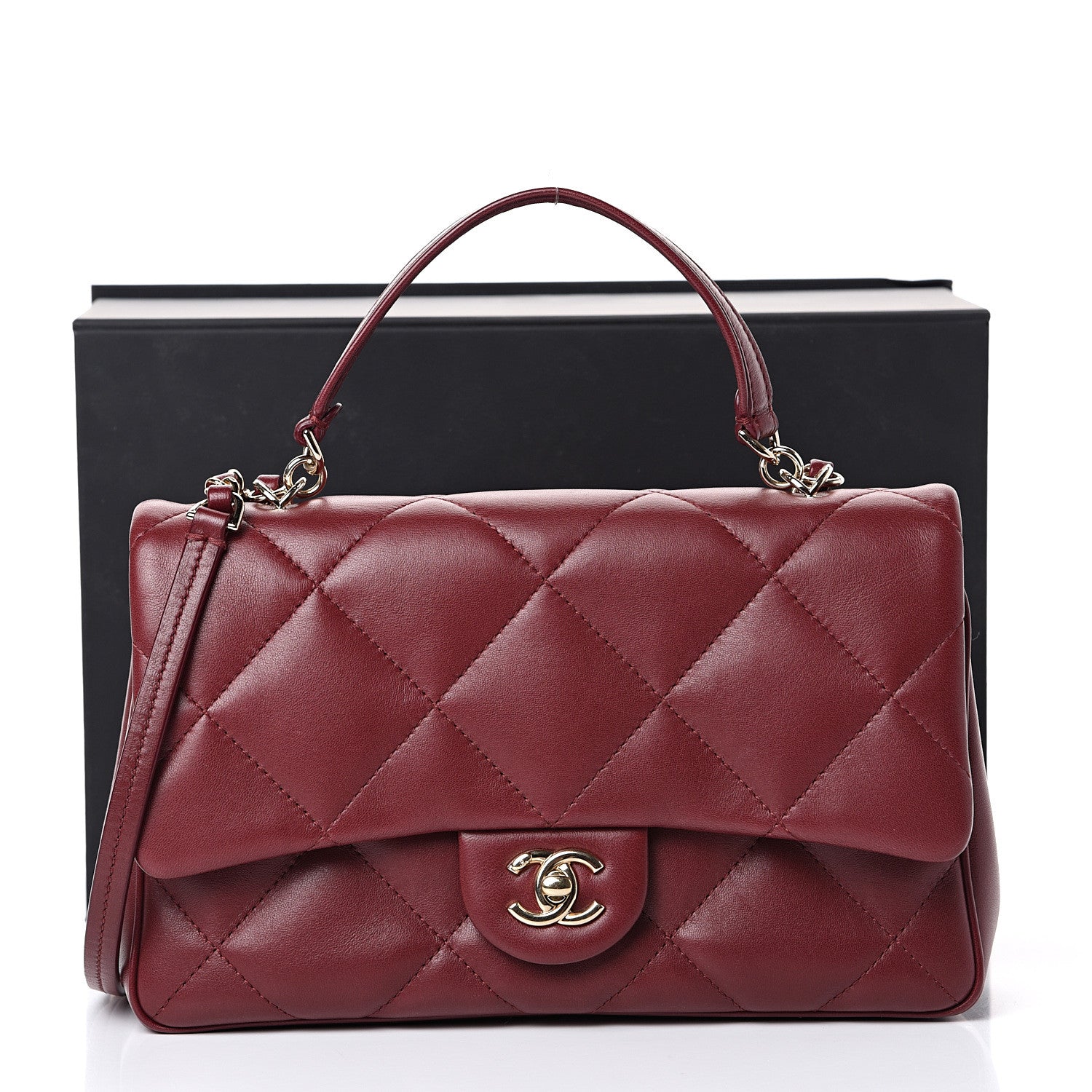 Chanel Lambskin Quilted Easy Carry Flap Burgundy 15 of 15