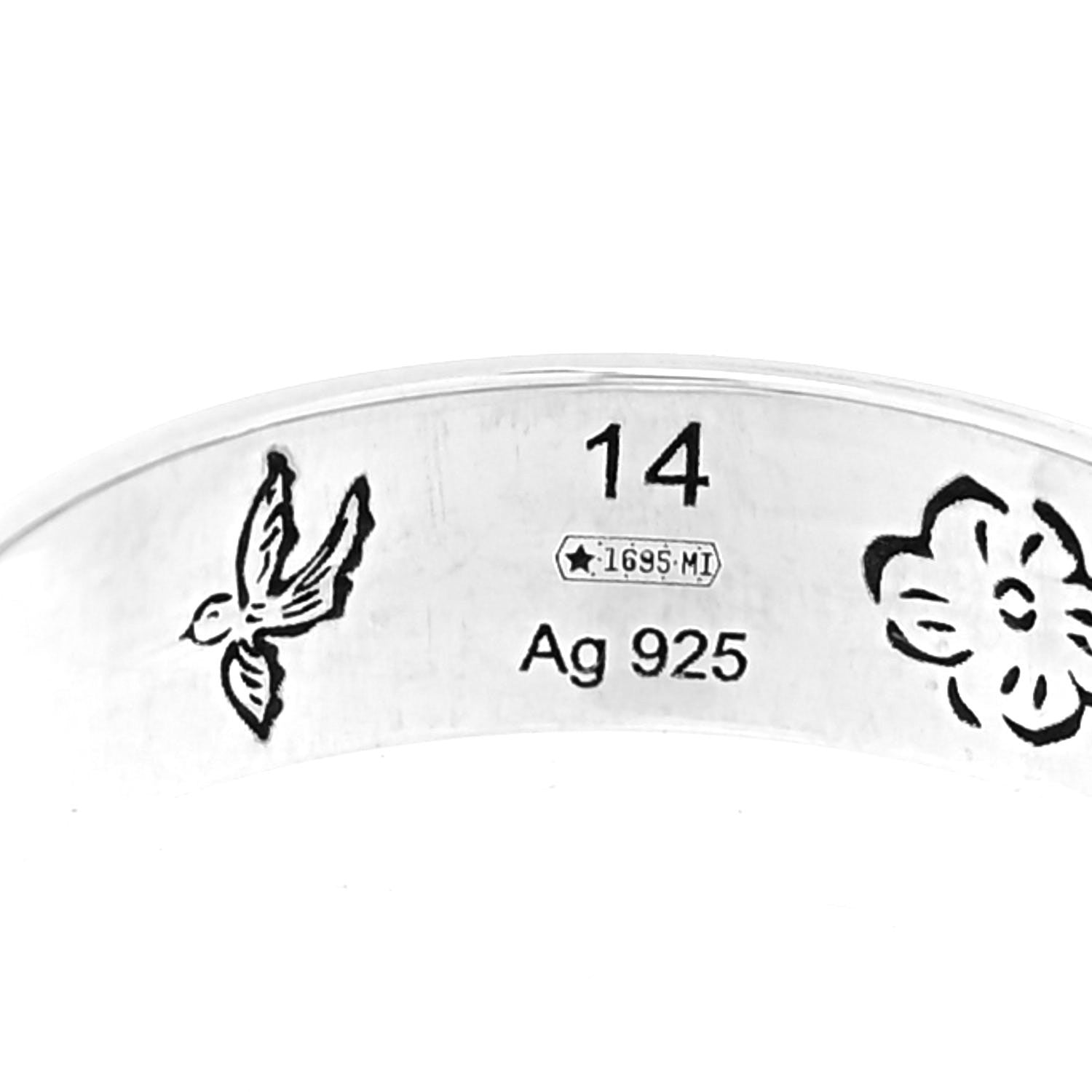 Gucci Sterling Silver Blind for Love Band Ring 54 6.75 5 of 6