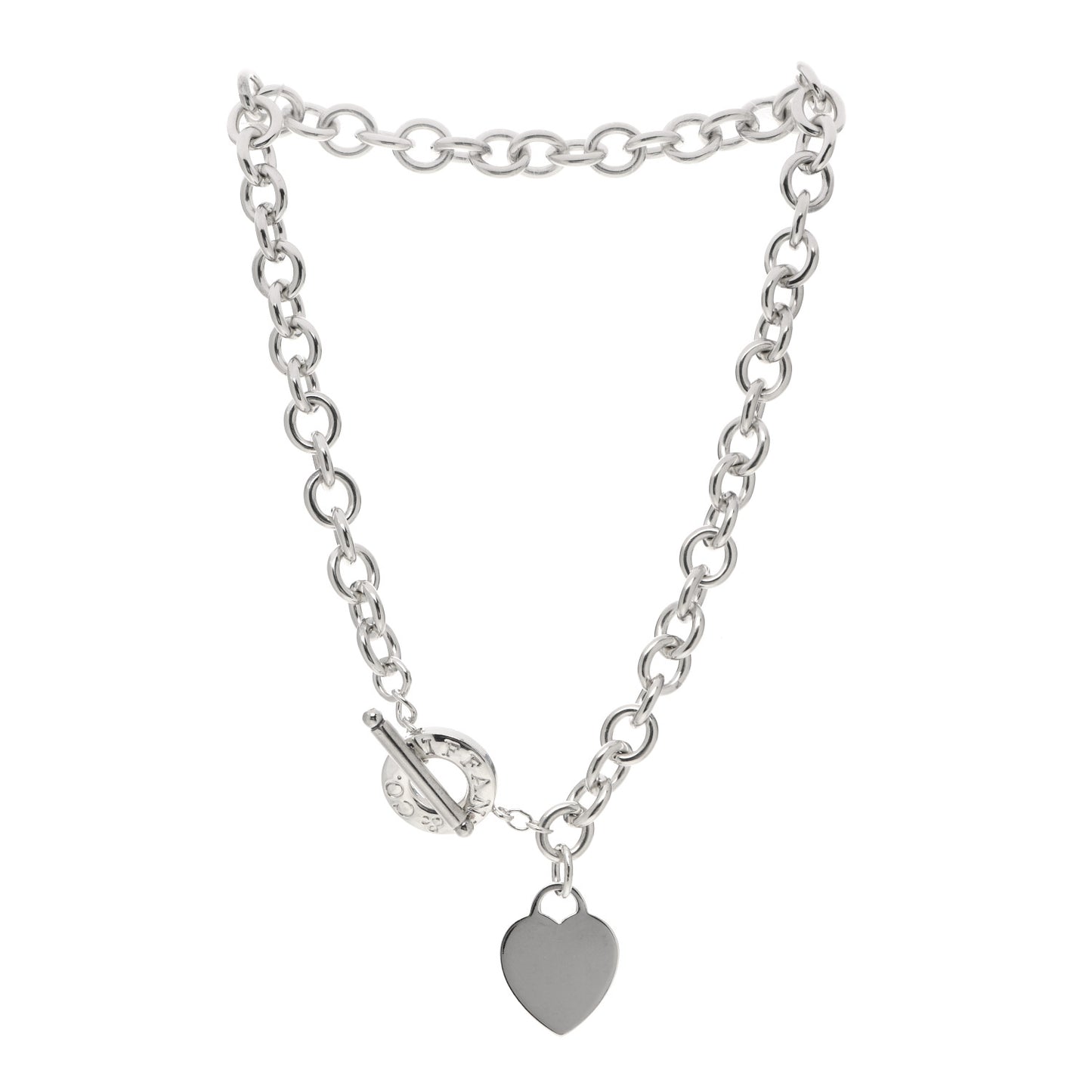 Sterling Silver Heart Tag Toggle Necklace