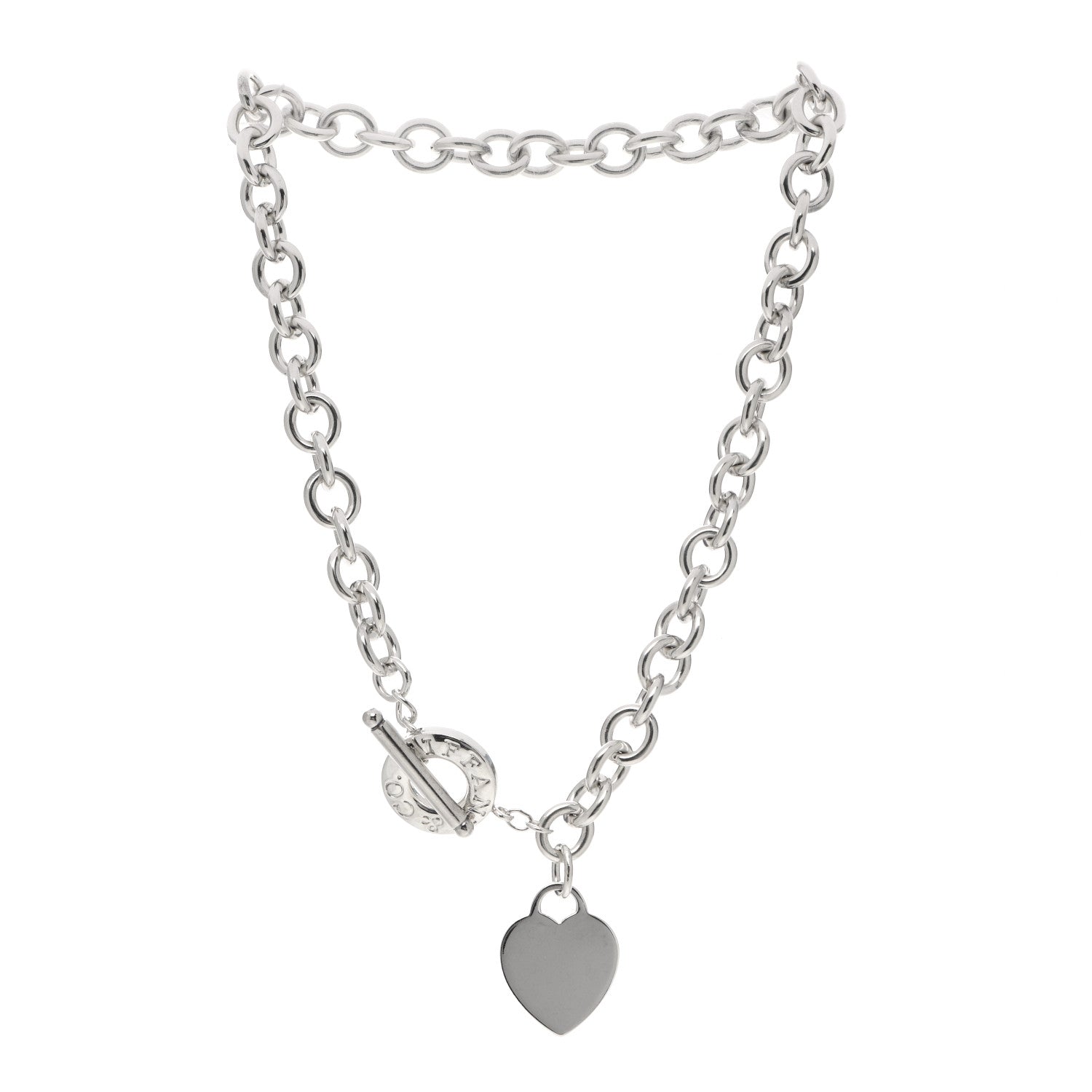 Tiffany Sterling Silver Heart Tag Toggle Necklace 3 of 5