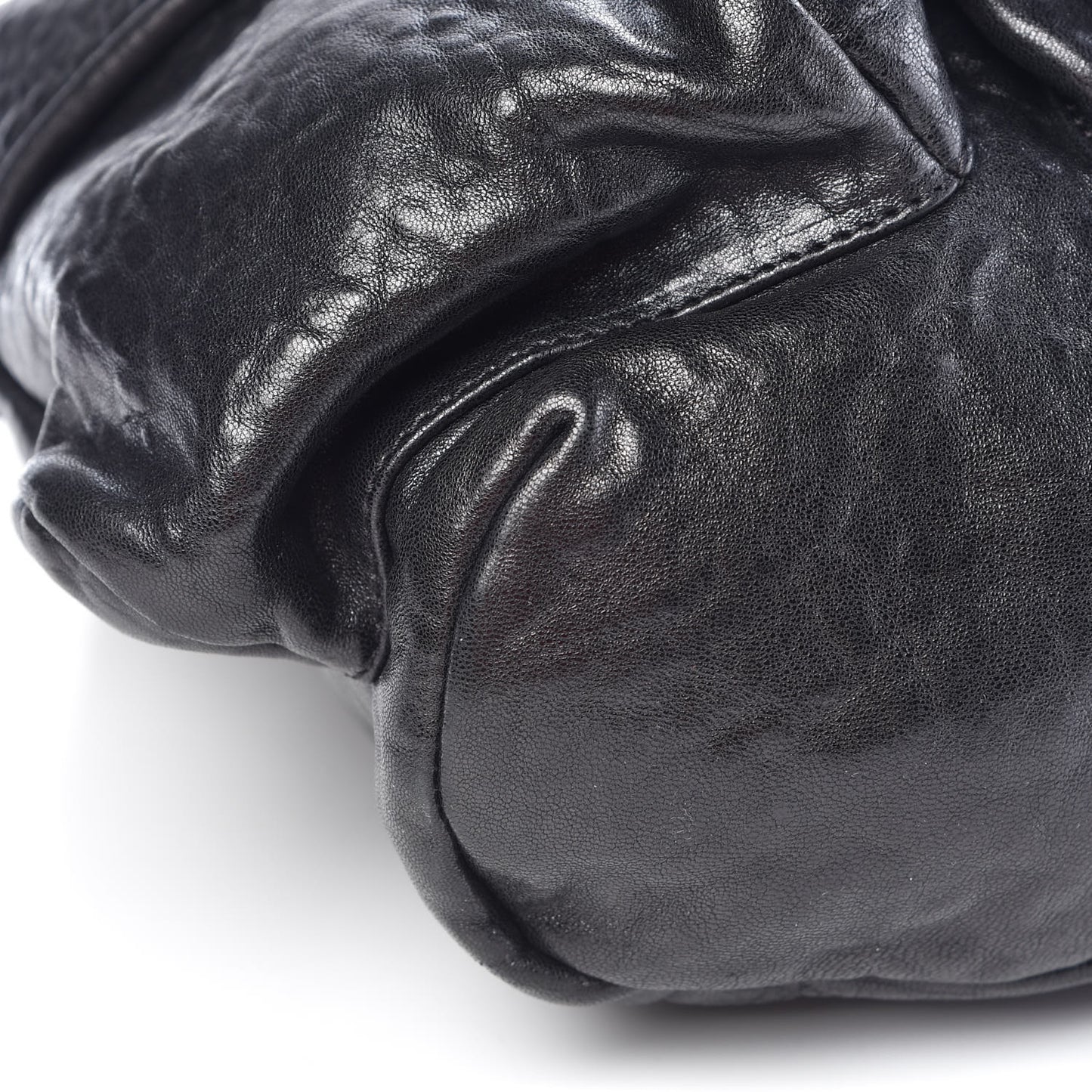 Tumbled Sheepskin Top Handle Flap Bag Black